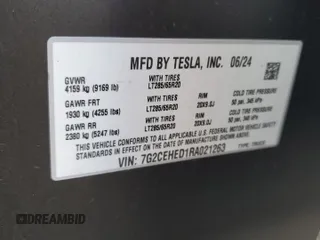 2024 Tesla Cybertruck z VIN 7G2CEHED1RA021263, wystawiony jako Copart lot #89275525 z przebiegiem 4 114 mil mil oraz Szkoda całkowita • Salvage title. Historia ofert i sprzedaży dostępna na DreamBid. Obrazek 12.