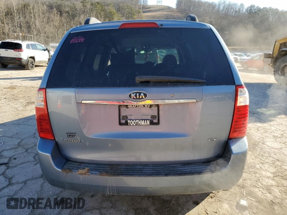 2008 Kia Sedona EX with VIN KNDMB233186246240, listed as a Copart auction lot 48360345 with 205,515 mi miles and Salvage Title. Bid and sale history available at carsss.com. Image 6.