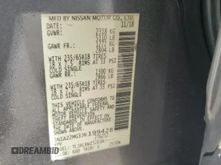 2018 Nissan Murano S with VIN 5N1AZ2MG3JN199428, listed as a Copart auction lot 45089395 with 180,385 mi miles and Salvage Title. Bid and sale history available at DreamBid. Image 13.