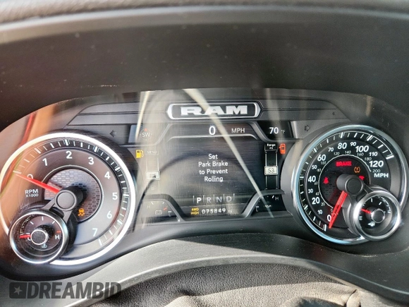 2022 Ram 1500 Big Horn z VIN 1C6SRFMT3NN194076, wystawiony jako Copart lot #58760505 z przebiegiem 75 849 mil mil oraz Szkoda całkowita • Salvage title. Historia ofert i sprzedaży dostępna na DreamBid. Obrazek 9.