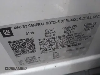 2019 Chevrolet Equinox LS z VIN 3GNAXHEV9KS640830, wystawiony jako IAAI lot #41515333 z przebiegiem 105 077 mil mil oraz . Historia ofert i sprzedaży dostępna na DreamBid. Obrazek 9.