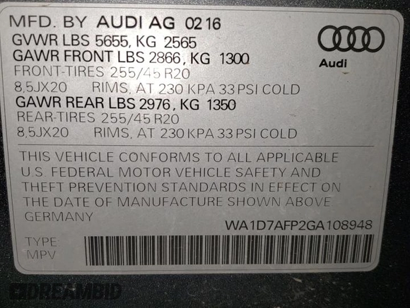 2016 Audi Q5 Premium Plus с VIN WA1D7AFP2GA108948, выставлен на аукционе Copart как лот 53923995 с пробегом 76 998 миль миль и Списание • Salvage title. История ставок и продаж доступна на DreamBid. Изображение 13.