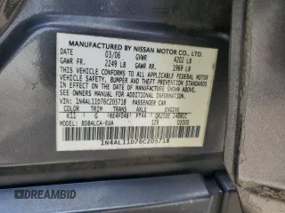 2006 Nissan Altima S with VIN 1N4AL11D76C205718, listed as a Copart auction lot 60190495 with 194,247 mi miles and Salvage title. Bid and sale history available at DreamBid. Image 12.