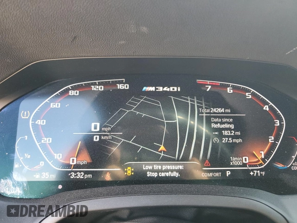 2022 BMW 3 Series M340i with VIN 3MW5U7J0XN8C26736, listed as a Copart auction lot 76893894 with 24,264 mi miles and Clean Title. Bid and sale history available at carsss.com. Image 9.