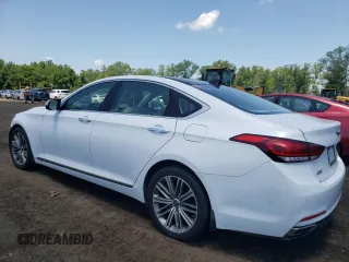 2018 Genesis G80 3.8L z VIN KMHGN4JE5JU268761, wystawiony jako Copart lot #61796625 z przebiegiem 46 868 mil mil oraz Szkoda całkowita • Salvage title. Historia ofert i sprzedaży dostępna na DreamBid. Obrazek 2.