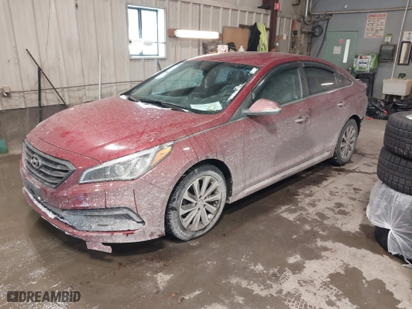 2015 Hyundai Sonata 2.4L Sport with VIN 5NPE34AF8FH070929, listed as a IAAI auction lot 41631436 with 106,732 mi miles. Bid and sale history available at carsss.com. Image 17.