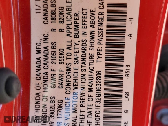 2016 Honda Civic Sedan EX-T with VIN 2HGFC1F32GH632806, listed as a Copart auction lot 49928535 with 100,171 mi miles and Salvage Title. Bid and sale history available at carsss.com. Image 15.