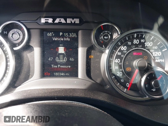 2020 Ram 1500 Big Horn with VIN 1C6RREBT0LN139156, listed as a IAAI auction lot 41355756 with 180,346 mi miles. Bid and sale history available at carsss.com. Image 7.