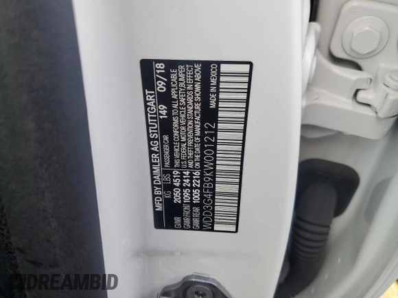 2019 Mercedes-Benz A 220 z VIN WDD3G4FB9KW001212, wystawiony jako Copart lot #85144084 z przebiegiem 53 599 mil mil oraz Szkoda całkowita • Salvage title. Historia ofert i sprzedaży dostępna na DreamBid. Obrazek 12.