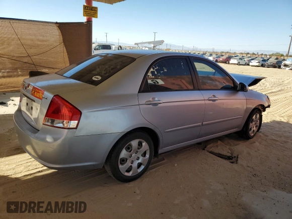 2008 Kia Spectra EX with VIN KNAFE122685574002, listed as a Copart auction lot 76171514 with 0 mi miles and Salvage Title. Bid and sale history available at carsss.com. Image 3.