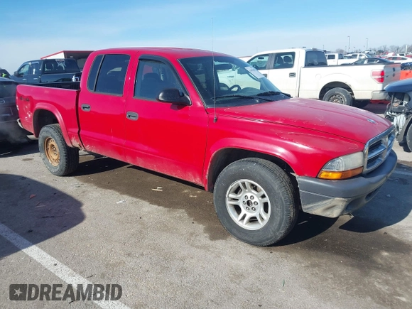 2004 Dodge Dakota Sport with VIN 1D7HG38KX4S735459, listed as a IAAI auction lot 41402108 with 262,730 mi miles. Bid and sale history available at carsss.com. Image 1.
