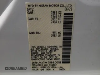 2021 Nissan Altima 2.5 SR with VIN 1N4BL4CV7MN394058, listed as a Copart auction lot 46739545 with 59,906 mi miles and Salvage Title. Bid and sale history available at carsss.com. Image 12.