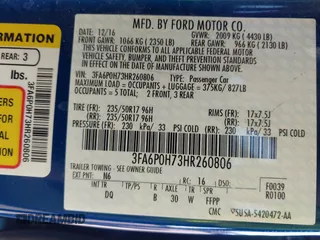 2017 Ford Fusion SE z VIN 3FA6P0H73HR260806, wystawiony jako IAAI lot #42311343 z przebiegiem 143 094 mil mil oraz . Historia ofert i sprzedaży dostępna na DreamBid. Obrazek 9.