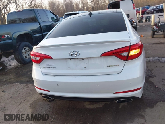 2015 Hyundai Sonata Limited with VIN 5NPE34AF6FH095392, listed as a IAAI auction lot 41813547 with 75,513 mi miles and . Bid and sale history available at carsss.com. Image 16.