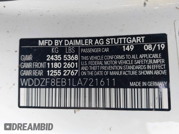 2020 Mercedes-Benz E 350 с VIN WDDZF8EB1LA721611, выставлен на аукционе IAAI как лот 42242033 с пробегом 70 642 миль миль и . История ставок и продаж доступна на DreamBid. Изображение 9.