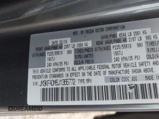 2018 Mazda CX-5 Grand Touring z VIN JM3KFADM5J1365772, wystawiony jako IAAI lot #42251805 z przebiegiem 44 599 mil mil oraz . Historia ofert i sprzedaży dostępna na DreamBid. Obrazek 9.