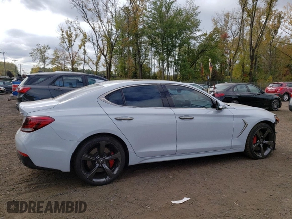 2019 Genesis G70 3.3T Advanced with VIN KMTG34LE8KU037427, listed as a Copart auction lot 73787334 with 57,720 mi miles and Salvage Title. Bid and sale history available at carsss.com. Image 3.