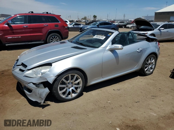 2007 Mercedes-Benz SLK-Class 3.5L with VIN WDBWK56F47F145383, listed as a Copart auction lot 59658234 with 106,491 mi miles and Salvage Title. Bid and sale history available at carsss.com. Image 1.