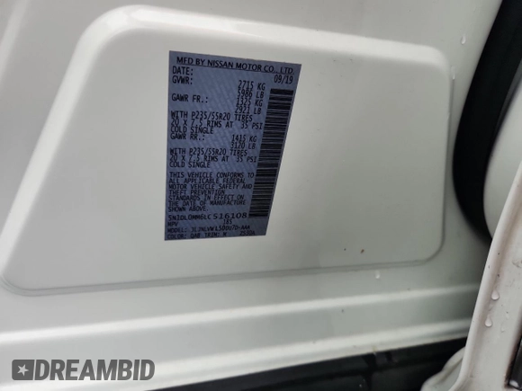 2020 Infiniti QX60 Luxe with VIN 5N1DL0MM6LC516108, listed as a Copart auction lot 63279805 with 97,965 mi miles and Salvage title. Bid and sale history available at DreamBid. Image 13.