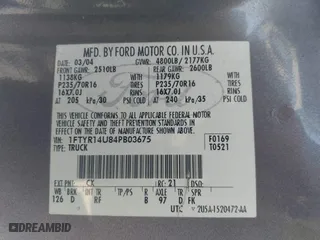 2004 Ford Ranger XL with VIN 1FTYR14U84PB03675, listed as a IAAI auction lot 41482723 with 343,908 mi miles. Bid and sale history available at carsss.com. Image 9.