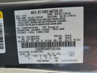 2023 Ford Mustang EcoBoost with VIN 1FA6P8TH4P5101406, listed as a Copart auction lot 58987905 with 41,773 mi miles and Salvage title. Bid and sale history available at DreamBid. Image 12.