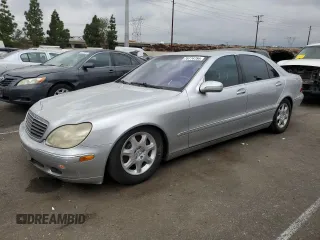 2001 Mercedes-Benz S-Class with VIN WDBNG70J81A140150, listed as a Copart auction lot 76774754 with 160,105 mi miles and Clean Title. Bid and sale history available at carsss.com. Image 1.