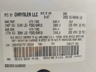 2008 Chrysler Aspen Limited with VIN 1A8HX58278F106500, listed as a IAAI auction lot 41265952 with 248,907 mi miles and . Bid and sale history available at DreamBid. Image 9.