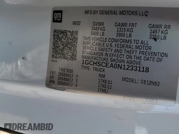 2022 Chevrolet Colorado 2WD LT с VIN 1GCHSCEA0N1233118, выставлен на аукционе Copart как лот 59109355 с пробегом 70 375 миль миль и Чистый • Clean title. История ставок и продаж доступна на DreamBid. Изображение 12.
