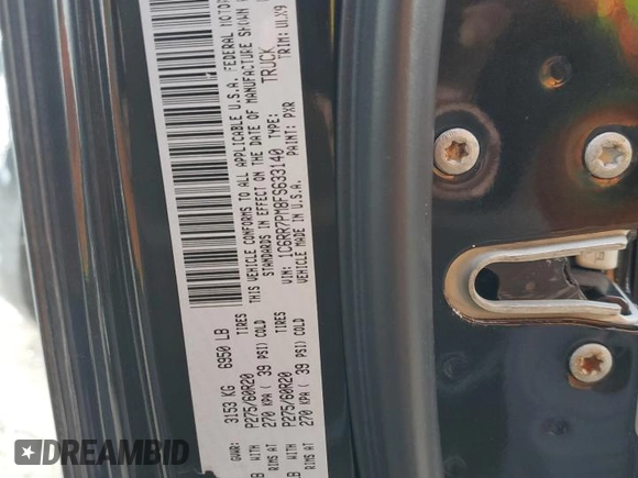 2015 Ram 1500 Laramie Longhorn with VIN 1C6RR7PM8FS633140, listed as a Copart auction lot 82487774 with 100,155 mi miles and Salvage title. Bid and sale history available at DreamBid. Image 12.