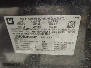 2015 Chevrolet Equinox LT with VIN 2GNFLFEK0F6239411, listed as a IAAI auction lot 42115295 with 122,541 mi miles. Bid and sale history available at carsss.com. Image 9.