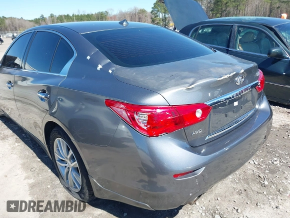 2015 Infiniti Q50 with VIN JN1BV7AR2FM423781, listed as a IAAI auction lot 41803765 with 72,623 mi miles. Bid and sale history available at carsss.com. Image 6.