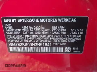 2022 MINI Countryman Cooper S with VIN WMZ83BR09N3N51641, listed as a IAAI auction lot 41003895 with 20,720 mi miles and . Bid and sale history available at DreamBid. Image 9.