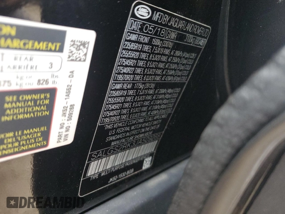 2018 Land Rover Range Rover HSE with VIN SALGS2RK3JA509268, listed as a Copart auction lot 50524315 with 146,091 mi miles and Clean title. Bid and sale history available at DreamBid. Image 13.