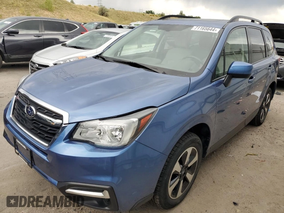 2017 Subaru Forester Premium with VIN JF2SJAEC9HH401723, listed as a Copart auction lot 71165644 with 87,104 mi miles and Salvage Title. Bid and sale history available at carsss.com. Image 1.