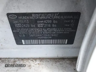 2013 Hyundai Sonata GLS with VIN 5NPEB4AC2DH674482, listed as a IAAI auction lot 42487657 with 176,264 mi miles and . Bid and sale history available at DreamBid. Image 9.