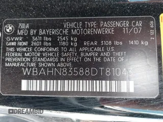 2008 BMW 7 Series 750Li with VIN WBAHN83588DT81043, listed as a IAAI auction lot 42108479 with 141,499 mi miles and . Bid and sale history available at carsss.com. Image 9.