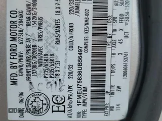 2006 Ford Explorer Limited с VIN 1FMEU75836UB56497, выставлен на аукционе Copart как лот 60103495 с пробегом 214 112 миль миль и Списание • Salvage title. История ставок и продаж доступна на DreamBid. Изображение 13.