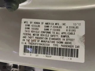 2013 Honda Accord Sdn LX with VIN 1HGCR2F31DA082208, listed as a IAAI auction lot 41372005 with 120,684 mi miles. Bid and sale history available at carsss.com. Image 9.
