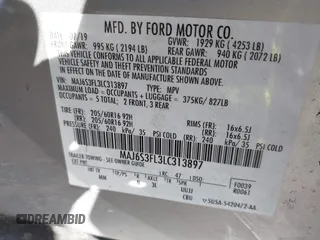 2020 Ford EcoSport S with VIN MAJ6S3FL3LC313897, listed as a IAAI auction lot 41863286 with 29,241 mi miles and . Bid and sale history available at DreamBid. Image 9.
