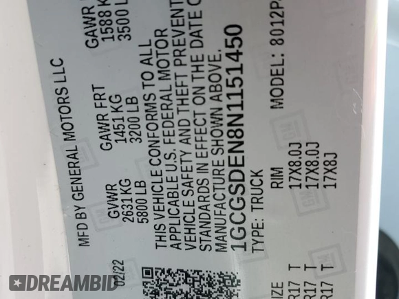 2022 Chevrolet Colorado 2WD Z71 with VIN 1GCGSDEN8N1151450, listed as a Copart auction lot 52216905 with 35,217 mi miles and Salvage title. Bid and sale history available at DreamBid. Image 14.
