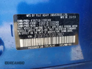 2014 Subaru WRX WRX Premium с VIN JF1GV7F67EG012882, выставлен на аукционе Copart как лот 43290214 с пробегом 96 076 миль миль и Списание • Salvage title. История ставок и продаж доступна на DreamBid. Изображение 12.
