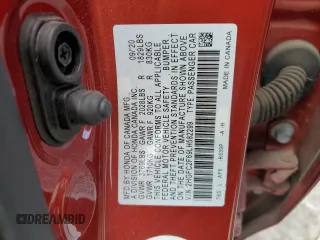 2020 Honda Civic LX with VIN 2HGFC2F69LH582299, listed as a Copart auction lot 47870445 with 75,603 mi miles and Salvage Title. Bid and sale history available at DreamBid. Image 12.