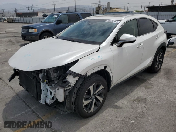 2018 Lexus NX 300h with VIN JTJBJRBZ1J2079901, listed as a Copart auction lot 58600355 with 53,233 mi miles and Salvage title. Bid and sale history available at DreamBid. Image 1.