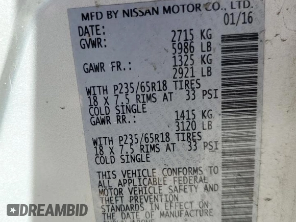 2016 Nissan Pathfinder SV with VIN 5N1AR2MMXGC618207, listed as a Copart auction lot 44759225 with 121,094 mi miles and Clean Title. Bid and sale history available at carsss.com. Image 13.