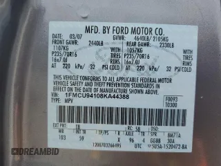 2008 Ford Escape Limited with VIN 1FMCU94108KA44388, listed as a Copart auction lot 58495485 with 246,624 mi miles and Salvage title. Bid and sale history available at DreamBid. Image 13.