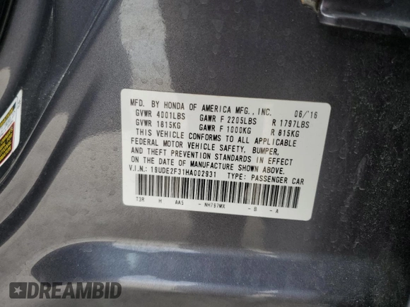 2017 Acura ILX with VIN 19UDE2F31HA002931, listed as a Copart auction lot 48369525 with 62,506 mi miles and Salvage Title. Bid and sale history available at carsss.com. Image 13.
