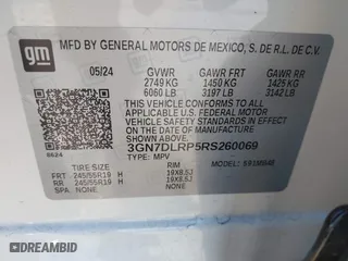 2024 Chevrolet Equinox EV LT with VIN 3GN7DLRP5RS260069, listed as a IAAI auction lot 41738587 with 4,686 mi miles. Bid and sale history available at carsss.com. Image 9.