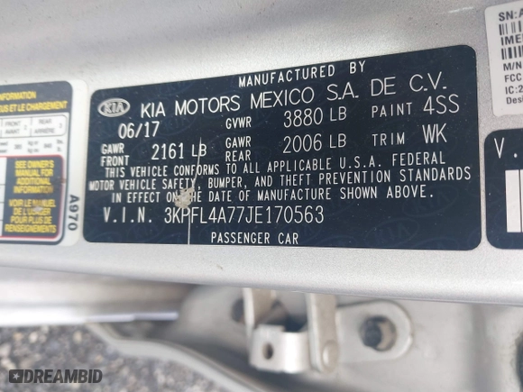 2018 Kia Forte S with VIN 3KPFL4A77JE170563, listed as a IAAI auction lot 41478708 with 73,237 mi miles. Bid and sale history available at carsss.com. Image 9.