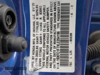 2020 Honda Civic Sedan EX-L with VIN 19XFC1F7XLE204196, listed as a Copart auction lot 49874965 with 70,907 mi miles and Salvage Title. Bid and sale history available at carsss.com. Image 13.
