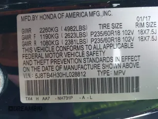 2017 Acura RDX with VIN 5J8TB4H30HL028812, listed as a IAAI auction lot 41833293 with 62,911 mi miles. Bid and sale history available at carsss.com. Image 9.